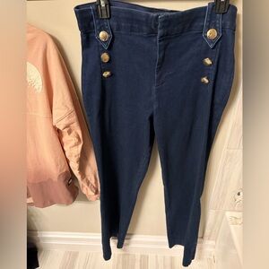 Lilly Pulitzer Dark Denim Crop Pants with Gold Accent Button Size 10